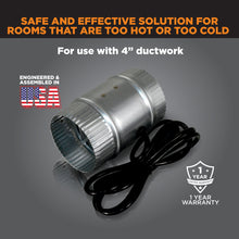 Load image into Gallery viewer, INDUCTOR® 4" CORDED AXIAL IN-LINE BOOSTER DUCT FAN | DB204C