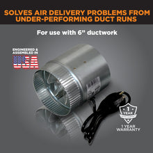 Load image into Gallery viewer, INDUCTOR® 6" CORDED AXIAL IN-LINE BOOSTER DUCT FAN | DB206C