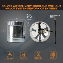 Load image into Gallery viewer, INDUCTOR® 8" CORDED AXIAL IN-LINE BOOSTER DUCT FAN | DB208C