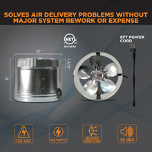 Load image into Gallery viewer, INDUCTOR® 10" CORDED AXIAL IN-LINE BOOSTER DUCT FAN | DB210C