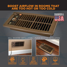Load image into Gallery viewer, FLUSH FIT™ SMART REGISTER BOOSTER™ FAN | HC500-B (BROWN)