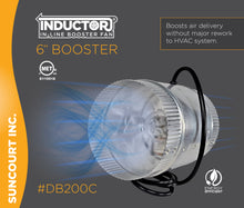 Load image into Gallery viewer, INDUCTOR® 6&quot; CORDED AXIAL IN-LINE BOOSTER DUCT FAN | DB200C