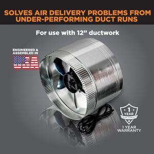 INDUCTOR® 12" CORDED AXIAL IN-LINE BOOSTER DUCT FAN | DB212C