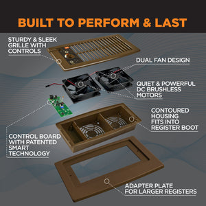 FLUSH FIT™ SMART REGISTER BOOSTER™ WITH ADAPTOR PLATE | HC500-BPL (BROWN)
