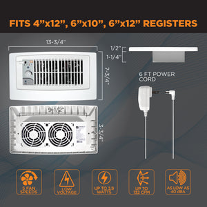 FLUSH FIT™ SMART REGISTER BOOSTER™ WITH ADAPTOR PLATE | HC500-WPL (WHITE)