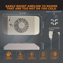 Load image into Gallery viewer, EQUALIZER® EZ8 SMART REGISTER BOOSTER FAN WITH WALL MOUNT KIT | HC600-WK