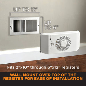 EQUALIZER® EZ8 SMART REGISTER BOOSTER FAN WITH WALL MOUNT KIT | HC600-WK