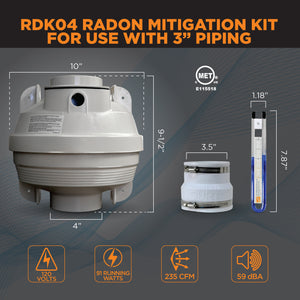 SUNCOURT® RADON FAN MITIGATION KIT | RDK04-3