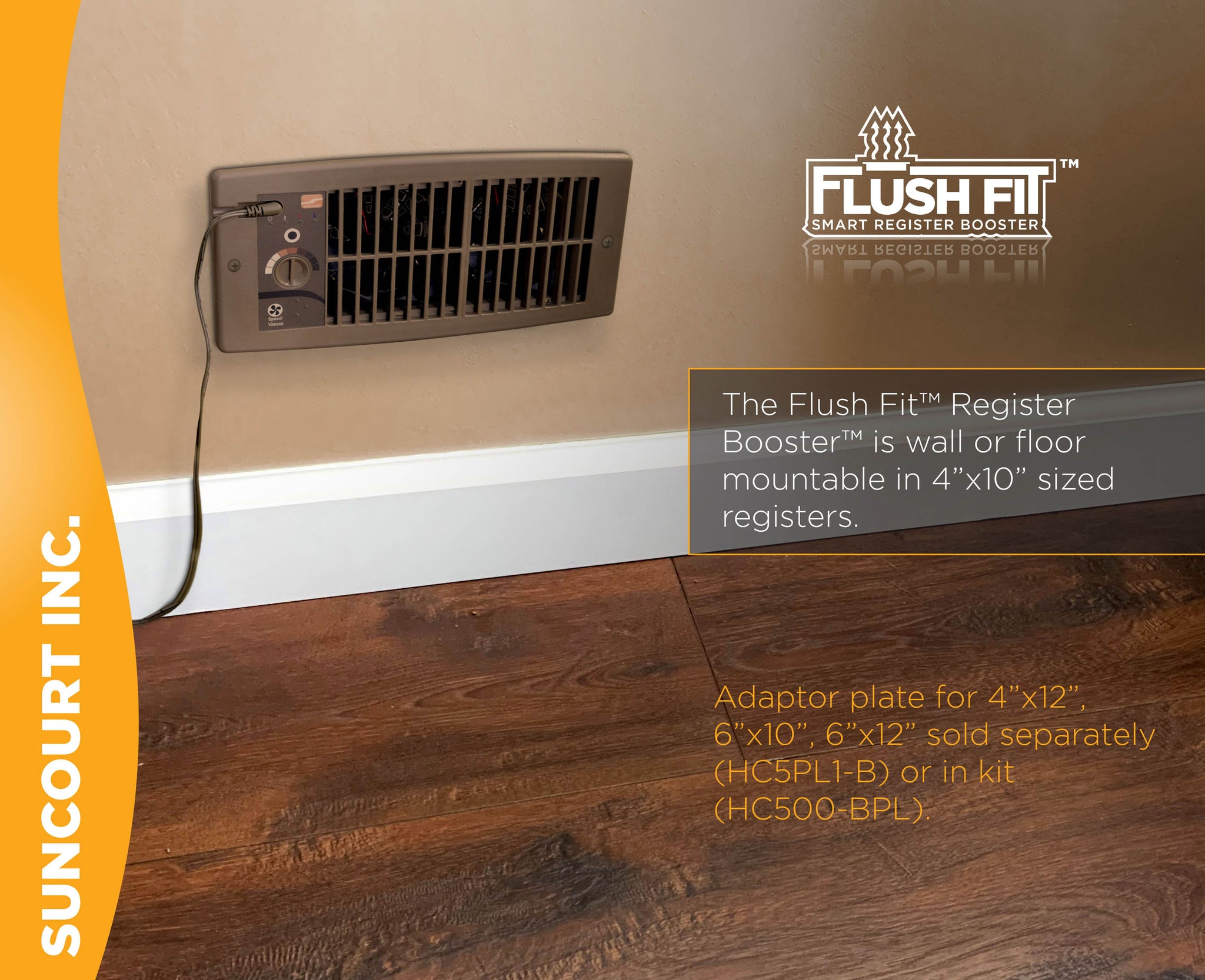 Suncourt Flush Fit HC500-B Vent Cover with Fan Booster, Energy Efficient AC  Register Booster, Improved Air Flow for Better Indoor Heating and Cooling