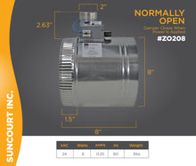 Load image into Gallery viewer, ZONEMASTER™ 8&quot; FULLY ADJUSTABLE MOTORIZED AIRFLOW CONTROL DAMPER / NORMALLY OPEN | ZO208